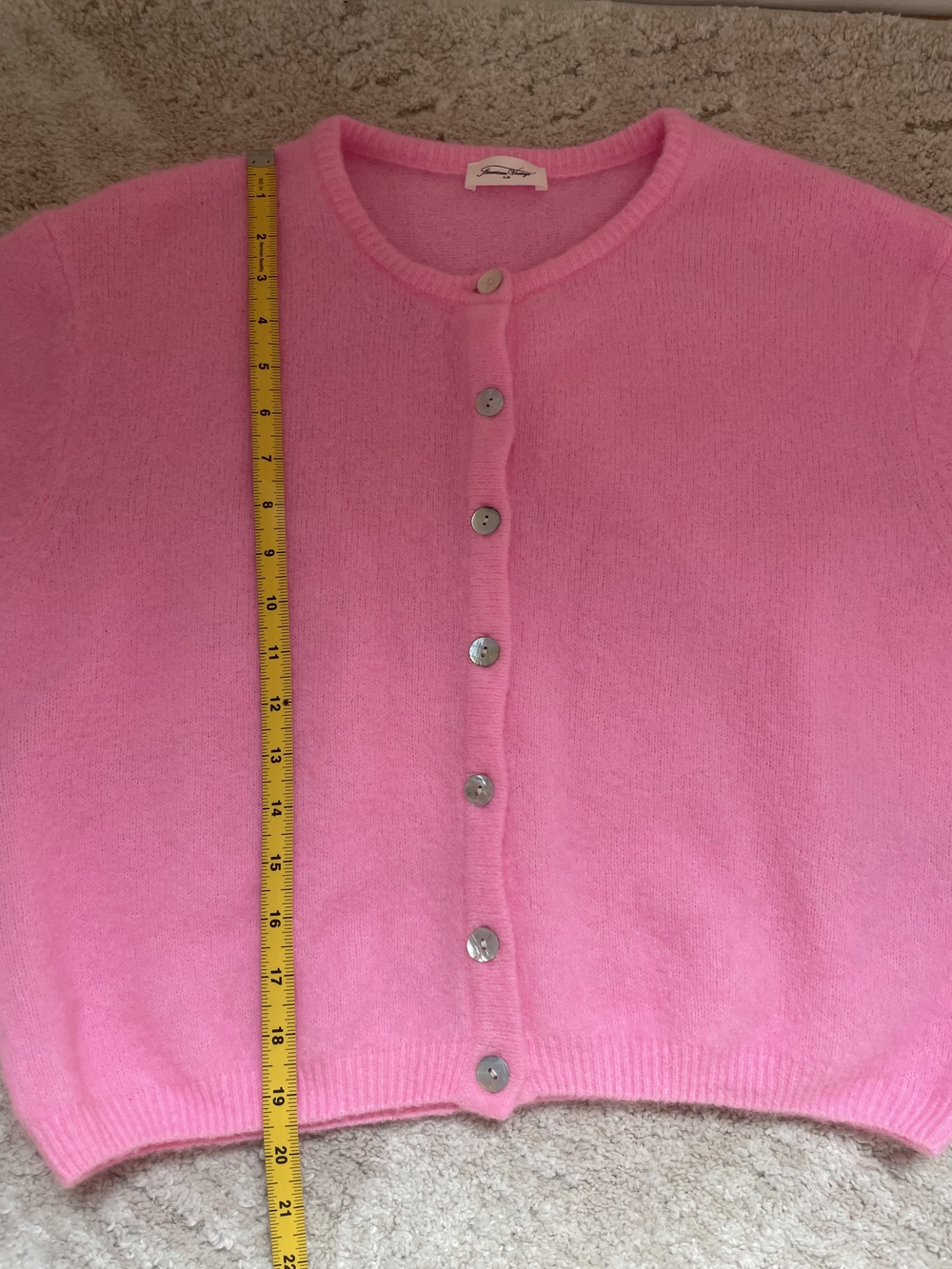 American Vintage Soft Pink Crewneck Button Cardigan Size S - Picture 10 of 14